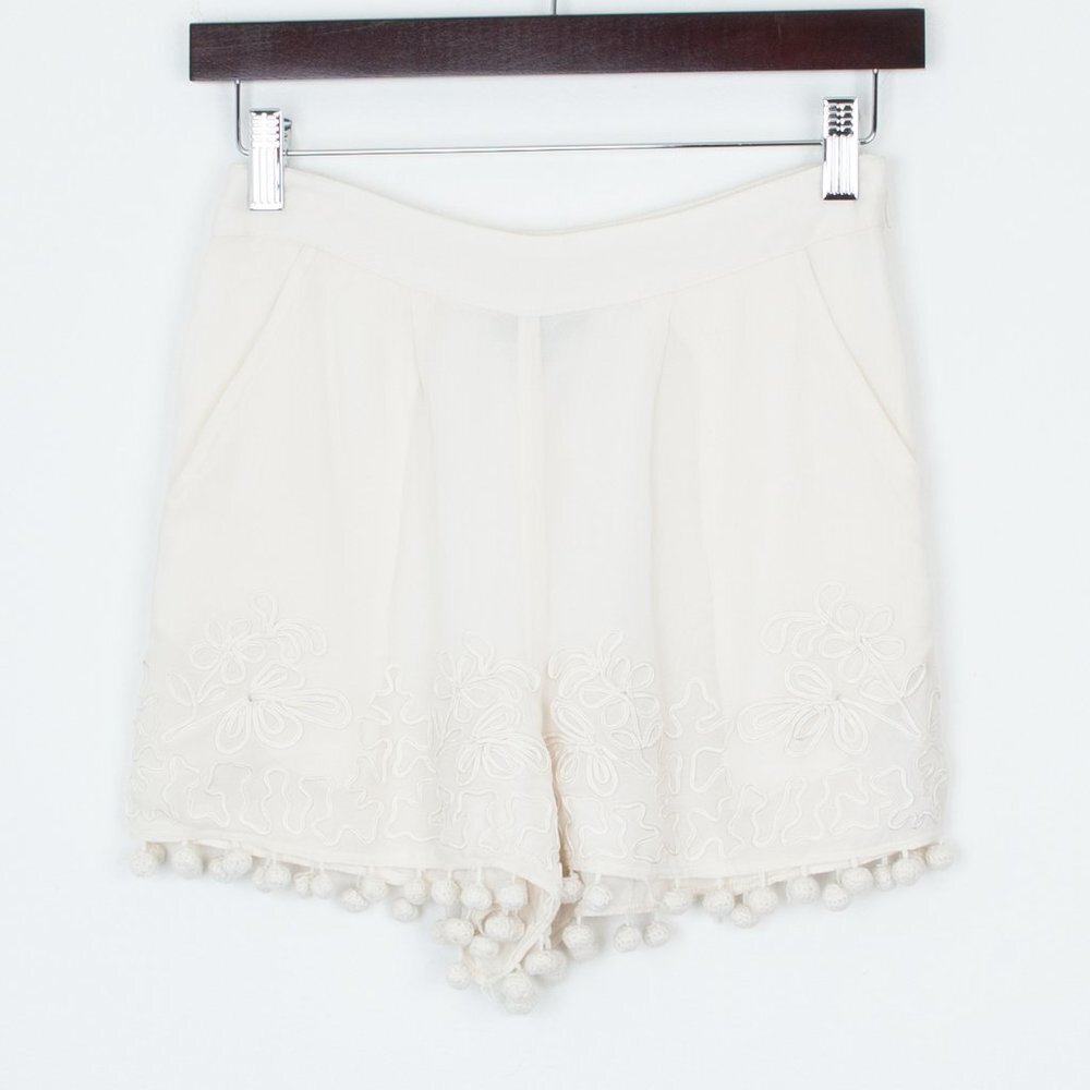 Topshop Embroidered Pom Pom Shorts Size 2